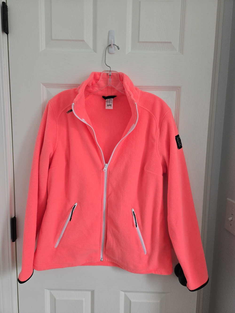 Women’s Neon Pink Fleece Jacket with Full Zip, Tribord Line For Sailing,